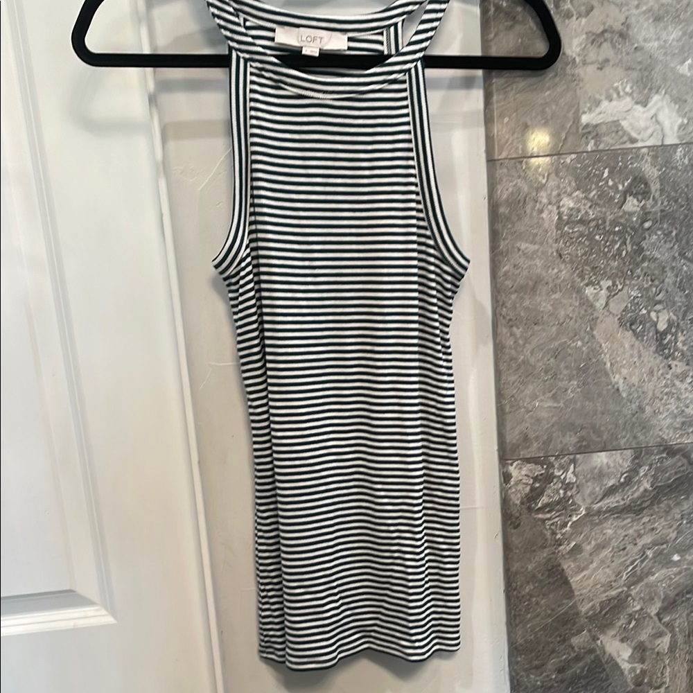 LOFT Women's Black and White Striped Top